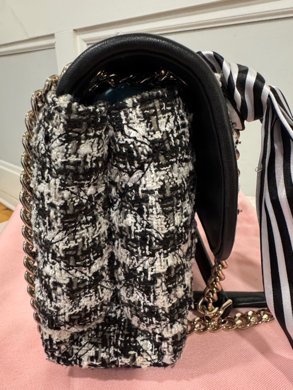 Kate Spade Bag Natalia Black & White Tweed Convertible Shoulder Crossbody Bag - Picture 6 of 17